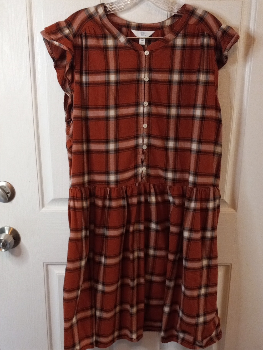 Time & Tru pumpkin spice plaid flannel sleeveless midi- dress women's plus XXL